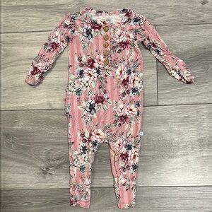 Posh Peanut Floral Pink Baby Romper